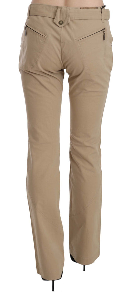 Just Cavalli Beige Baumwoll-Hose mit mittlerer Taille, gerade Hose