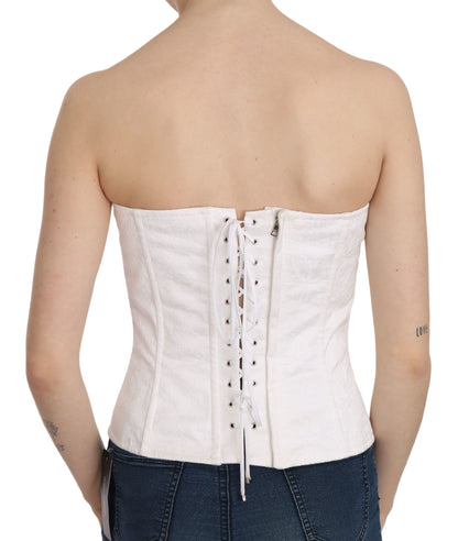 Dolce & Gabbana White Palermo Cotton Bustier 상단 코르셋