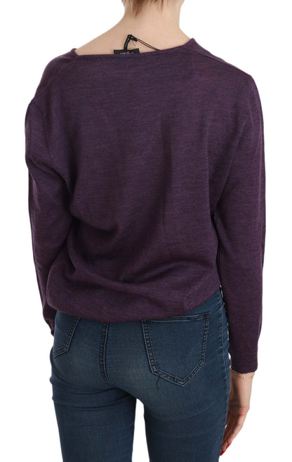 BYBLOS Elegant Purple V-Neck Wool Blouse