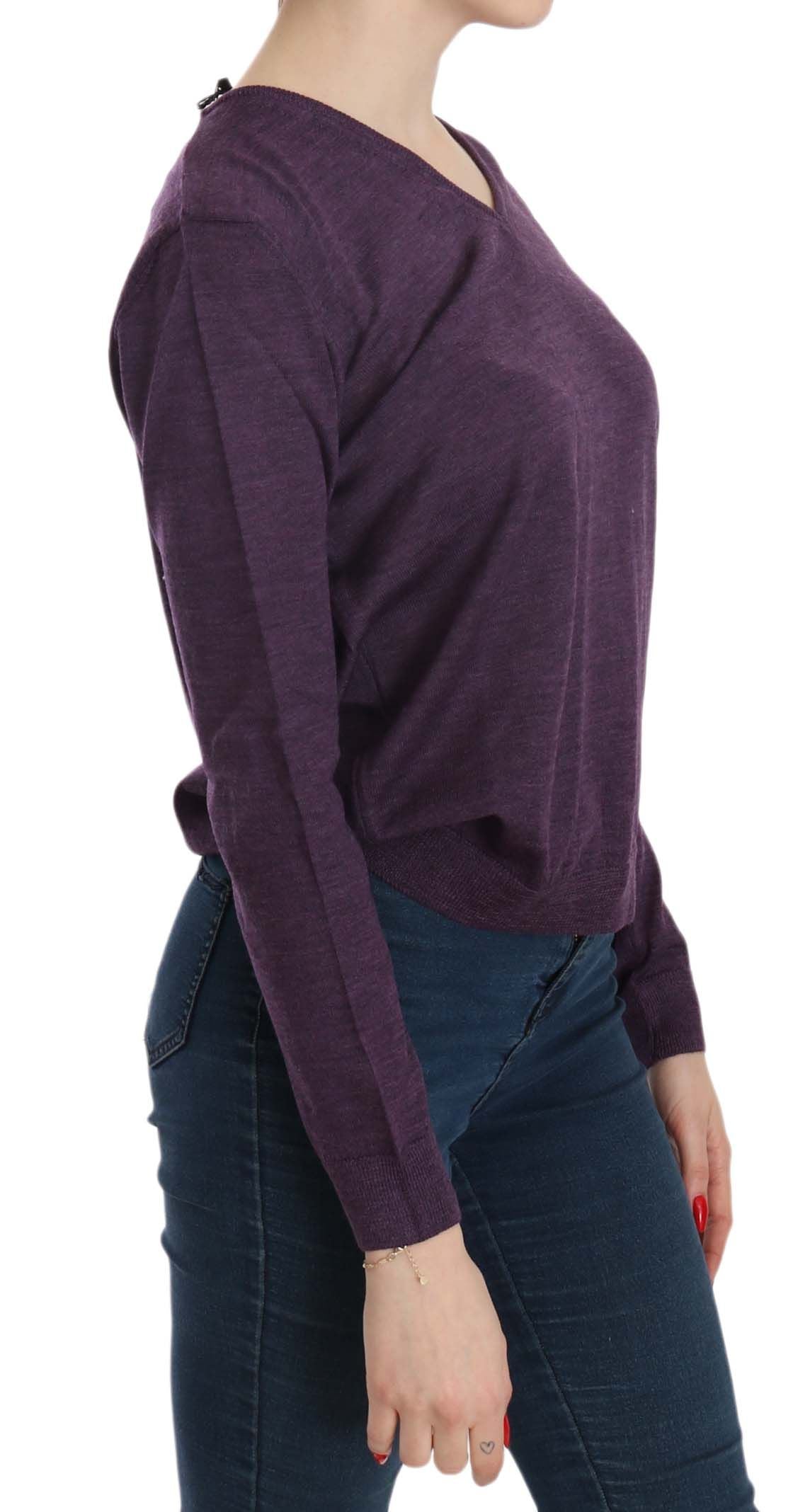 BYBLOS Elegant Purple V-Neck Wool Blouse