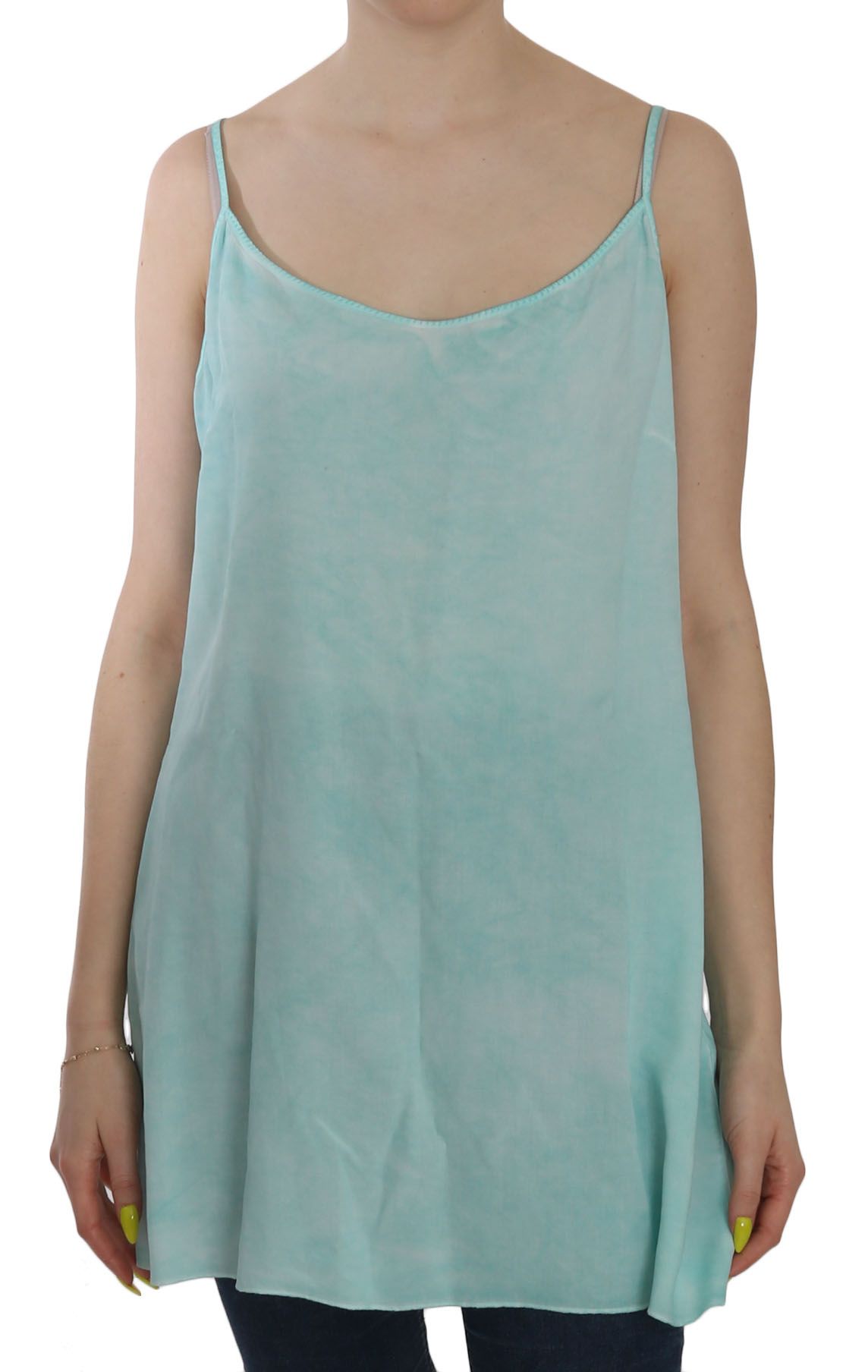 Ermanno Scervino Blue Sleeveless 스파게티 드레스 블라우스