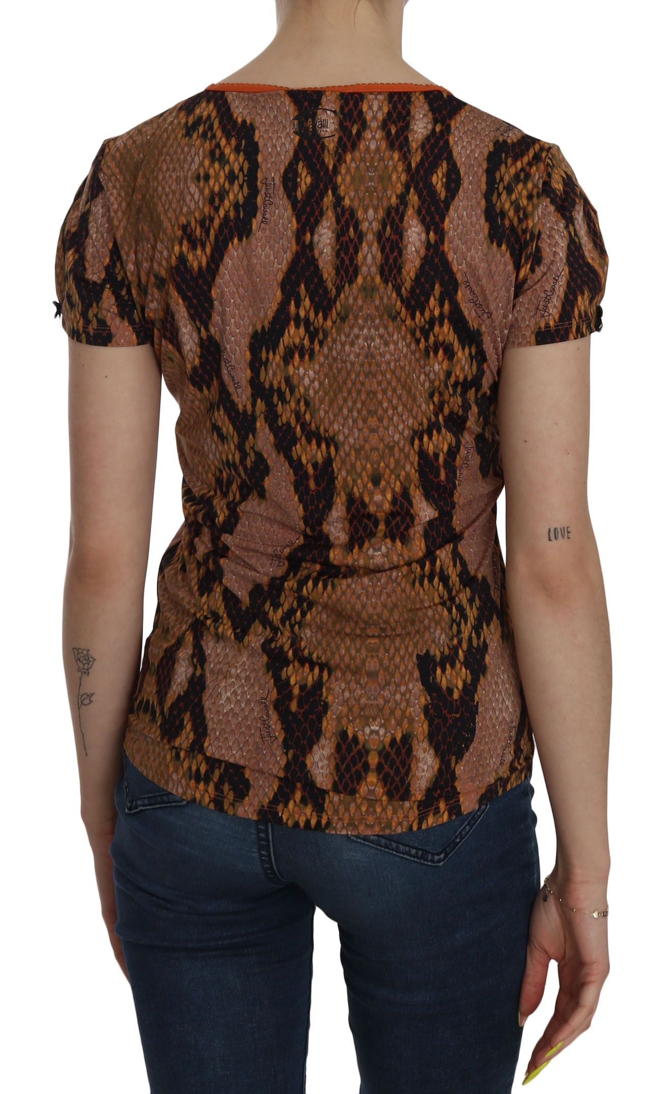 Just Cavalli Kurzarm-T-Shirt mit Schlangenhaut-Print