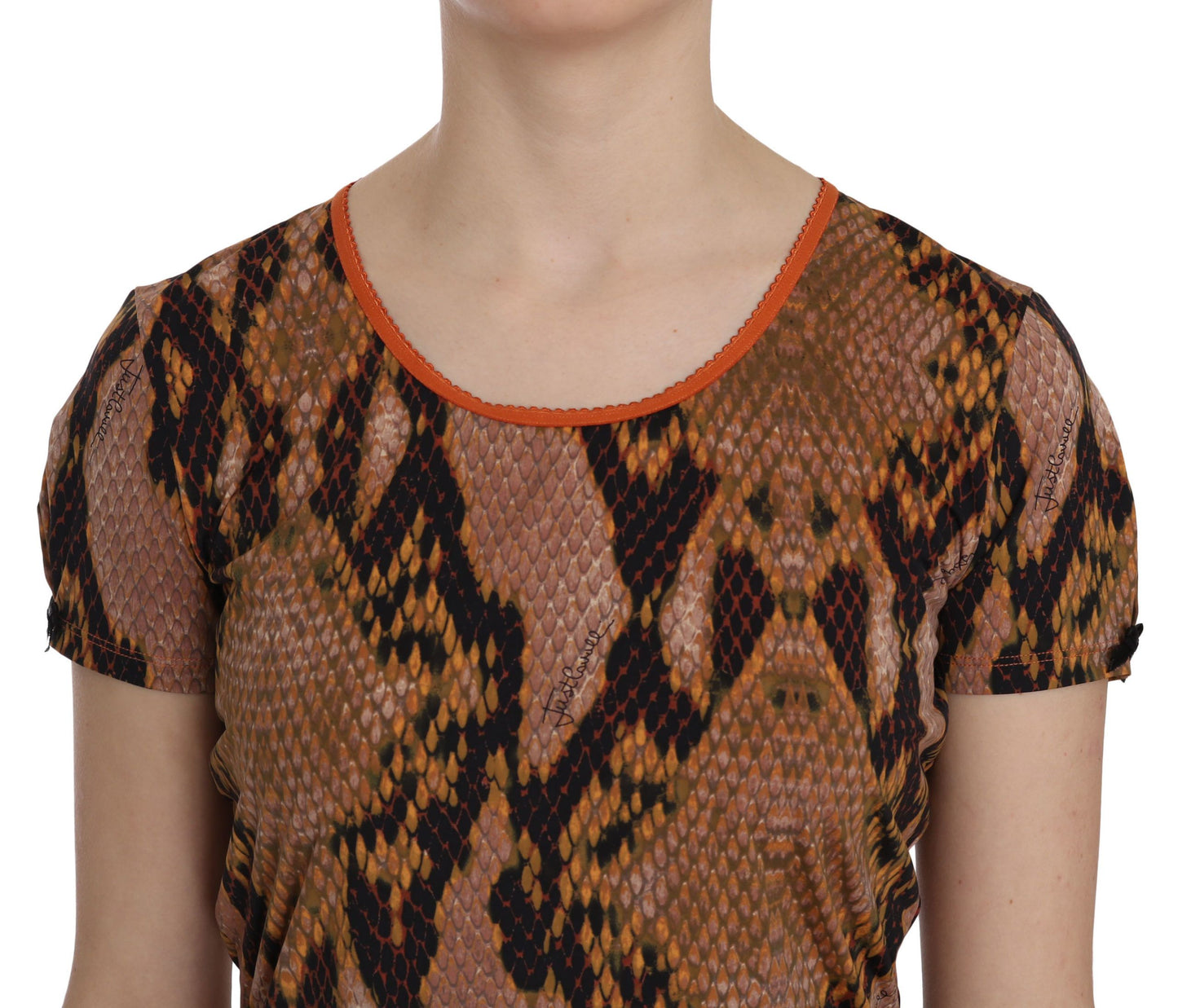 Just Cavalli Kurzarm-T-Shirt mit Schlangenhaut-Print