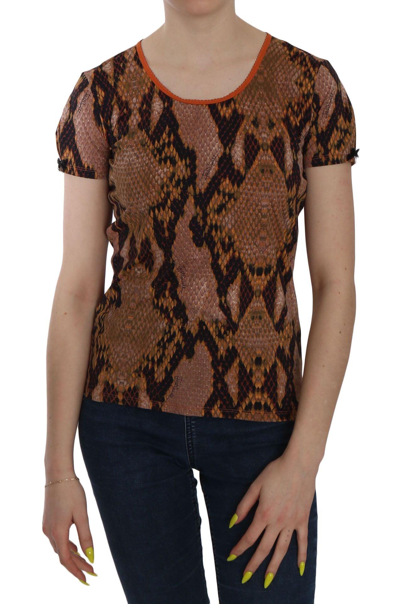 Just Cavalli Kurzarm-T-Shirt mit Schlangenhaut-Print