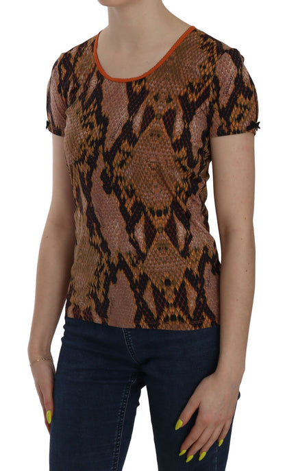 Just Cavalli Kurzarm-T-Shirt mit Schlangenhaut-Print