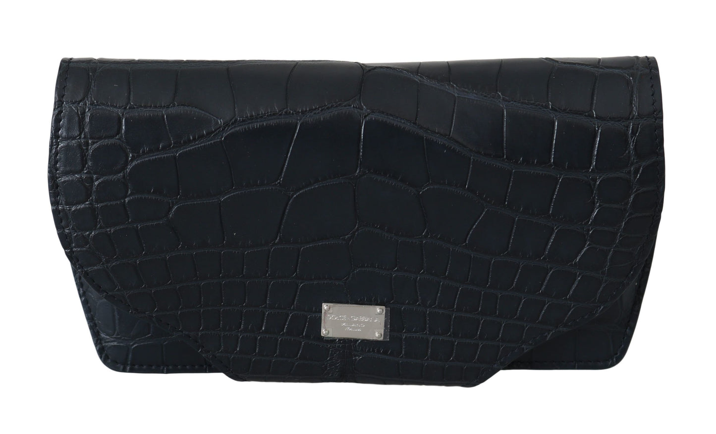 Dolce & Gabbana Elegant Blue Crocodile Leather Eyewear Pouch