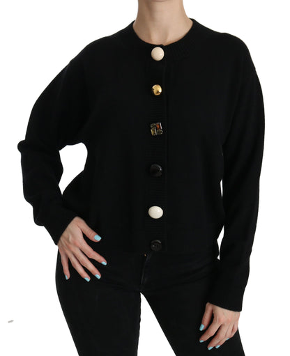 Dolce & Gabbana Elegant Black Cashmere Cardigan Top