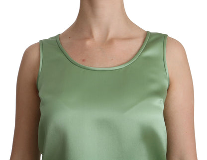 Dolce & Gabbana Green Sleeveless 100% 실크 탑 탱크 블라우스