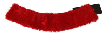 Dolce & Gabbana Red Fur Neck Collar Wrap Lambskin Scarf