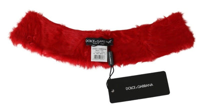 Dolce & Gabbana Red Fur Neck Collar Wrap Lambskin Scarf