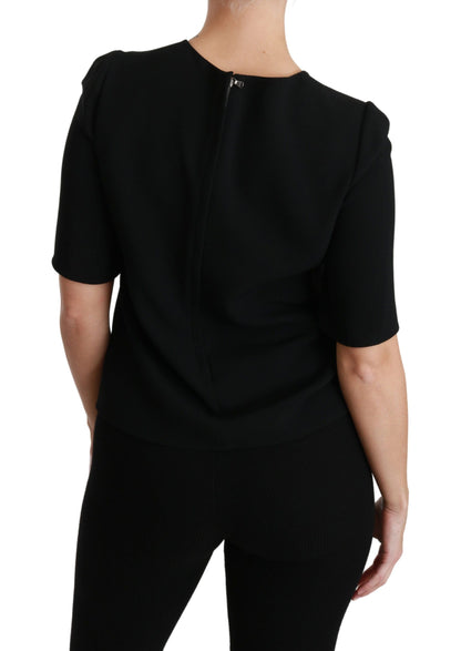 Dolce &amp; Gabbana Schwarze, kurzärmlige, lässige Stretch-Bluse