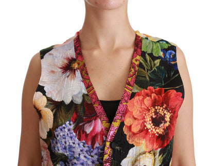 Dolce & Gabbana Multicolor Brocade Floral Sleeveless Vest