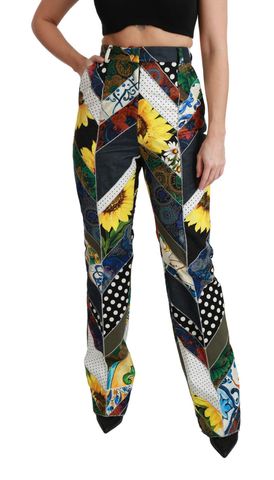 Dolce &amp; Gabbana gerade Hose mit mehrfarbigem Print und hoher Taille