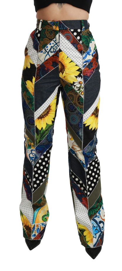 Dolce &amp; Gabbana gerade Hose mit mehrfarbigem Print und hoher Taille