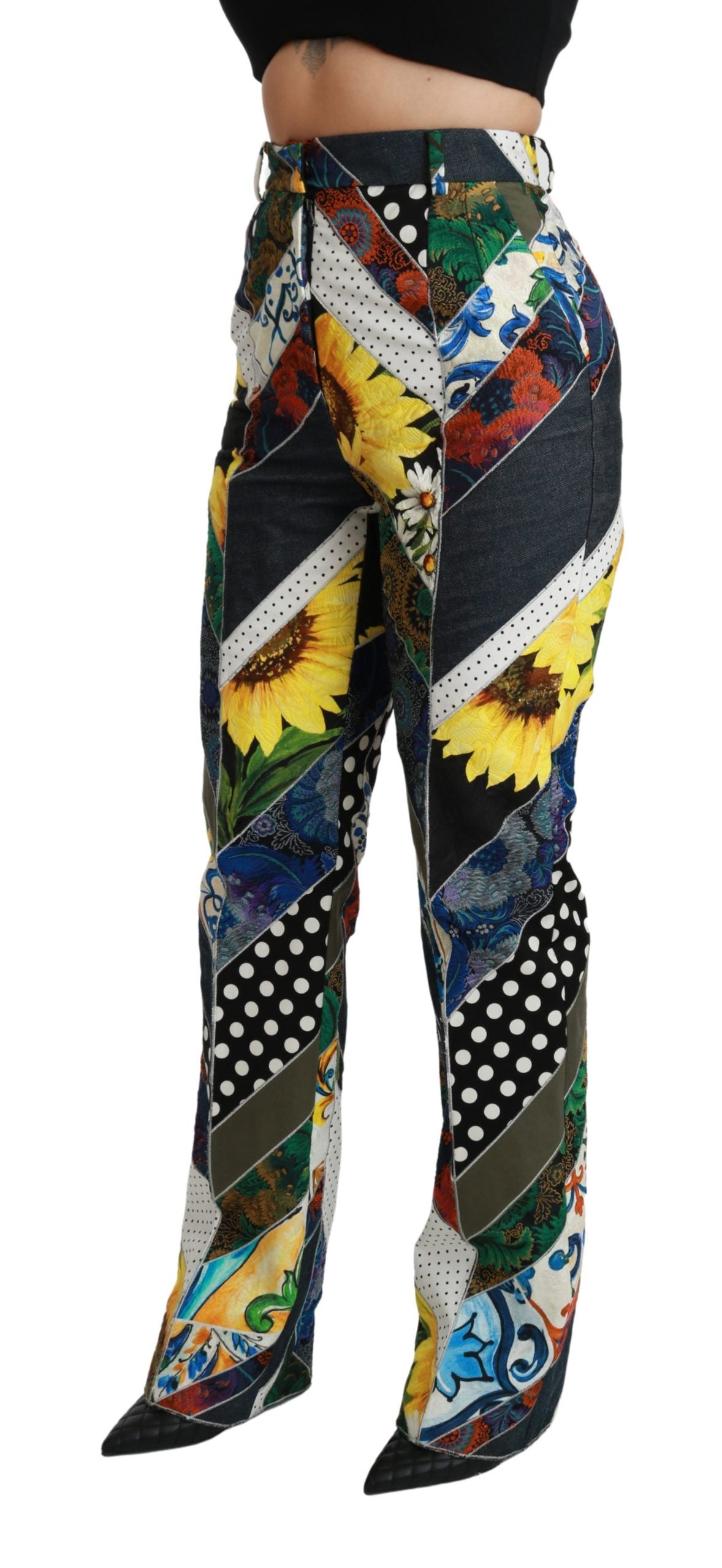 Dolce &amp; Gabbana gerade Hose mit mehrfarbigem Print und hoher Taille