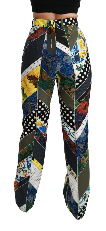 Dolce &amp; Gabbana gerade Hose mit mehrfarbigem Print und hoher Taille