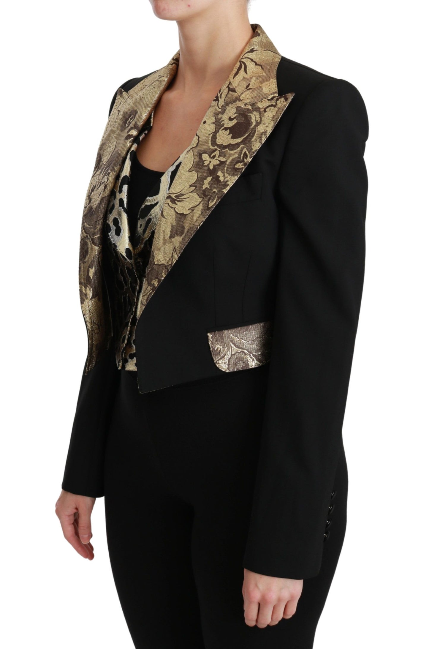 Dolce &amp; Gabbana Schwarze Jacquard-Weste, Blazer, Mantel, Wolljacke