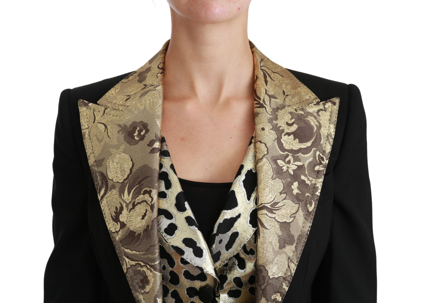 Dolce &amp; Gabbana Schwarze Jacquard-Weste, Blazer, Mantel, Wolljacke