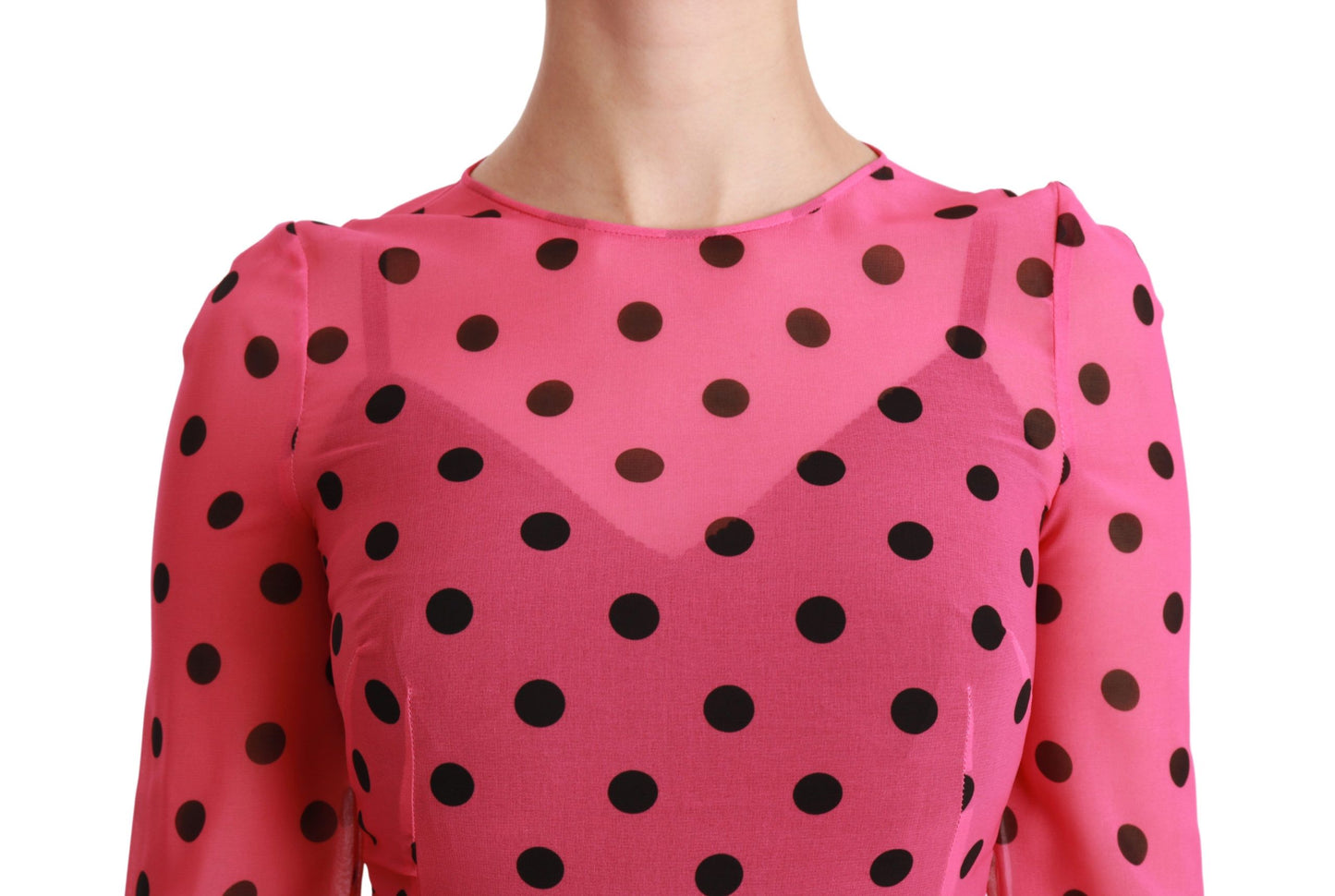 Dolce &amp; Gabbana Pink Polka Dots A-Linie Knielanges Kleid