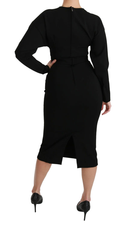 Dolce & Gabbana Black Bodycon Sheath Midi 스트레치 드레스