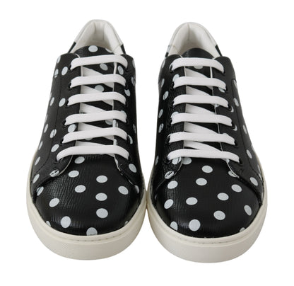 Dolce & Gabbana Black Leather Polka Dots 운동화 신발