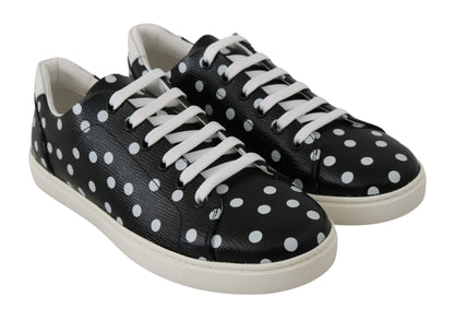 Dolce & Gabbana Black Leather Polka Dots 운동화 신발