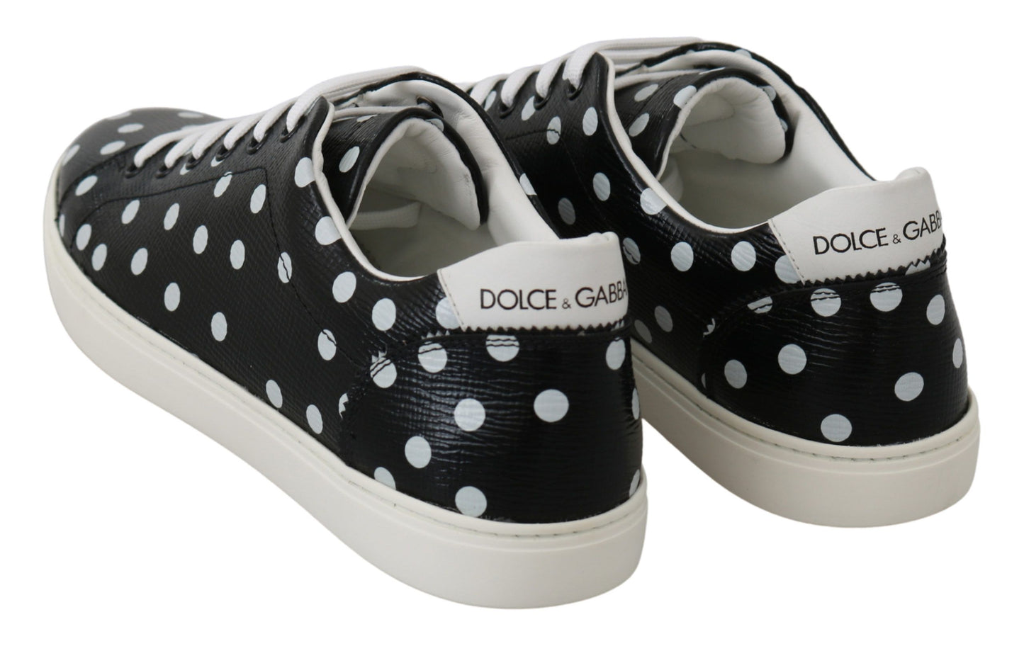 Dolce & Gabbana Black Leather Polka Dots 운동화 신발