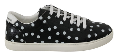 Dolce & Gabbana Black Leather Polka Dots 운동화 신발