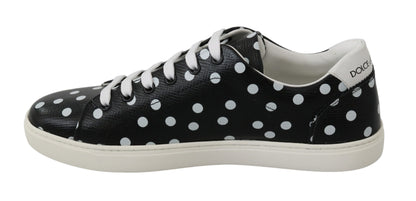 Dolce & Gabbana Black Leather Polka Dots 운동화 신발