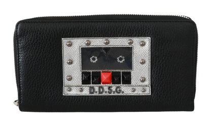 Dolce & Gabbana Elegant Black Leather Zip Continental Wallet