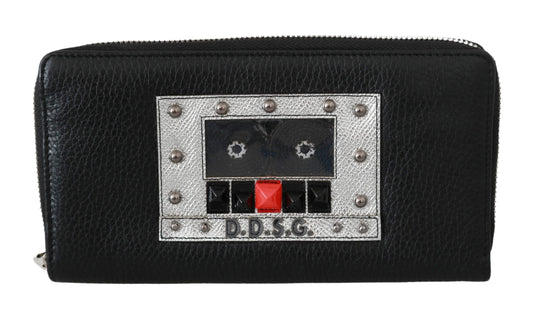 Dolce & Gabbana Black Mens 지퍼 대륙 지갑 100% 가죽 지갑