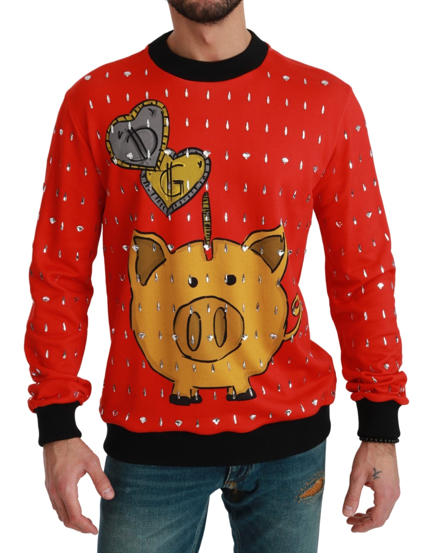 Dolce & Gabbana Red Crystal Pig of the Sweater