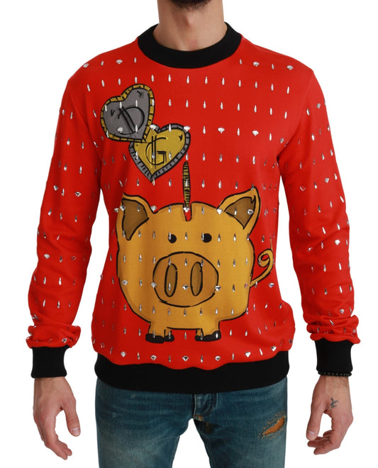 Dolce & Gabbana Red Crystal Pig of the Sweater