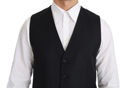 Dolce & Gabbana Blue Waistcoat 형식 스트레치 양모 조끼