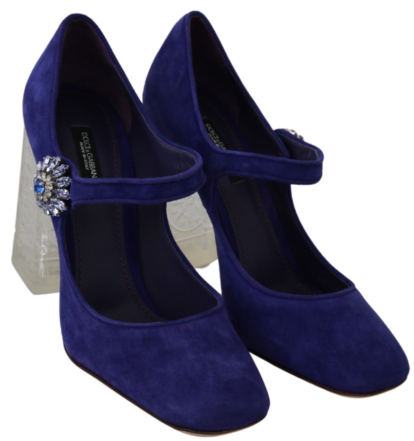 Dolce & Gabbana Purple Suede Crystal Pumps Heels 신발