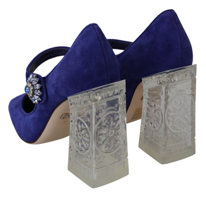 Dolce & Gabbana Purple Suede Crystal Pumps Heels 신발