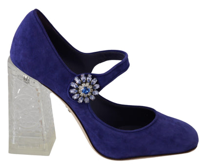 Dolce & Gabbana Purple Suede Crystal Pumps Heels 신발