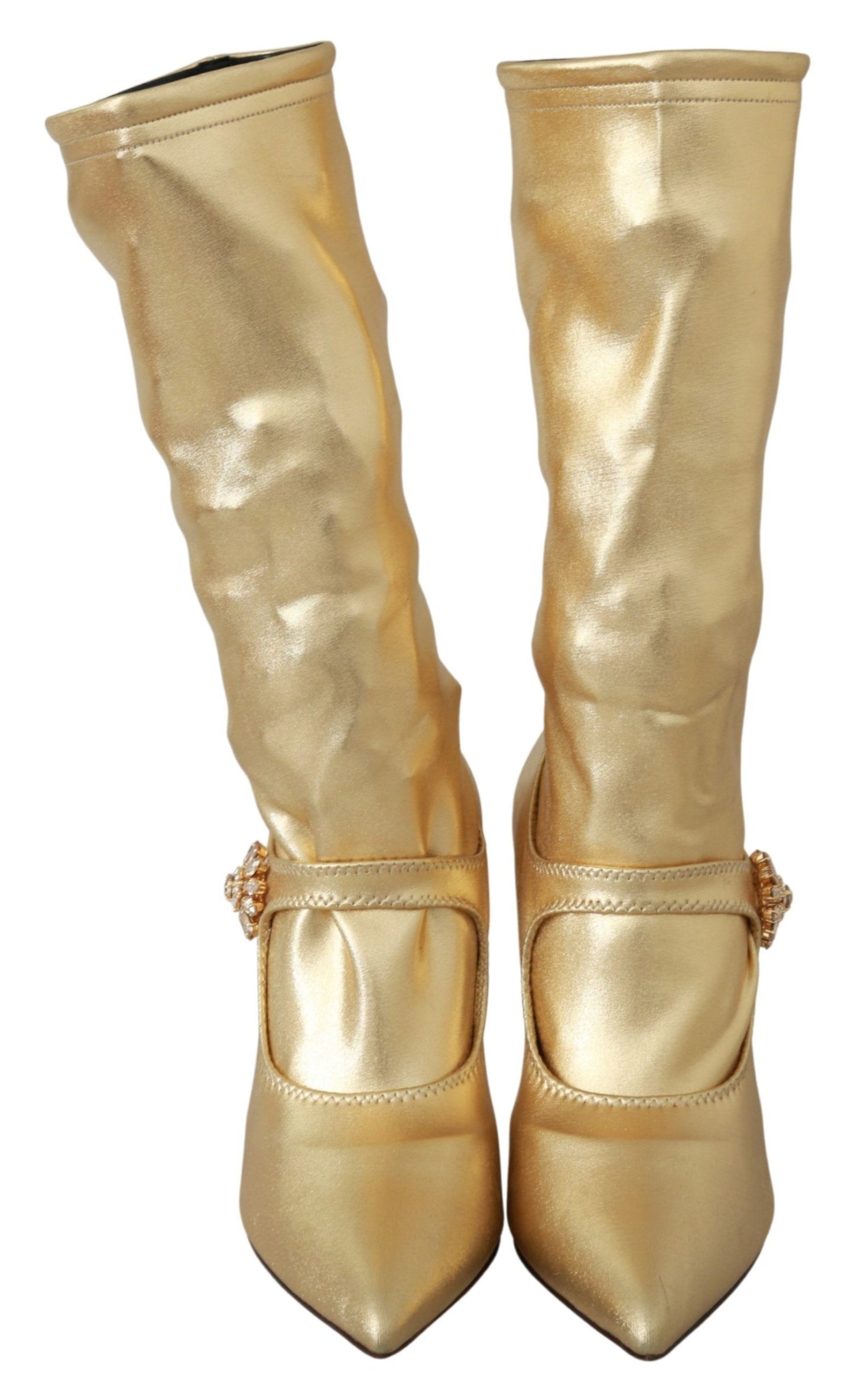 Dolce & Gabbana Elegant Gold Crystal Booties