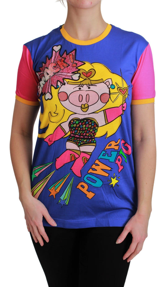 Dolce & Gabbana Purple Pig Supergirl Top Cotton 티셔츠