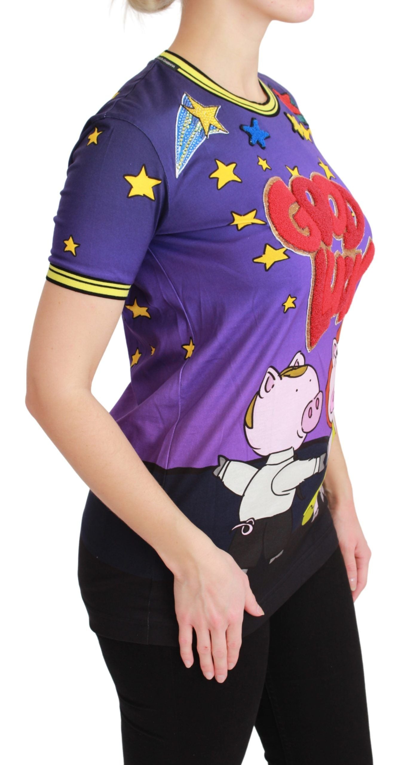 Dolce & Gabbana Purple Year of the Pig Top Cotton 티셔츠