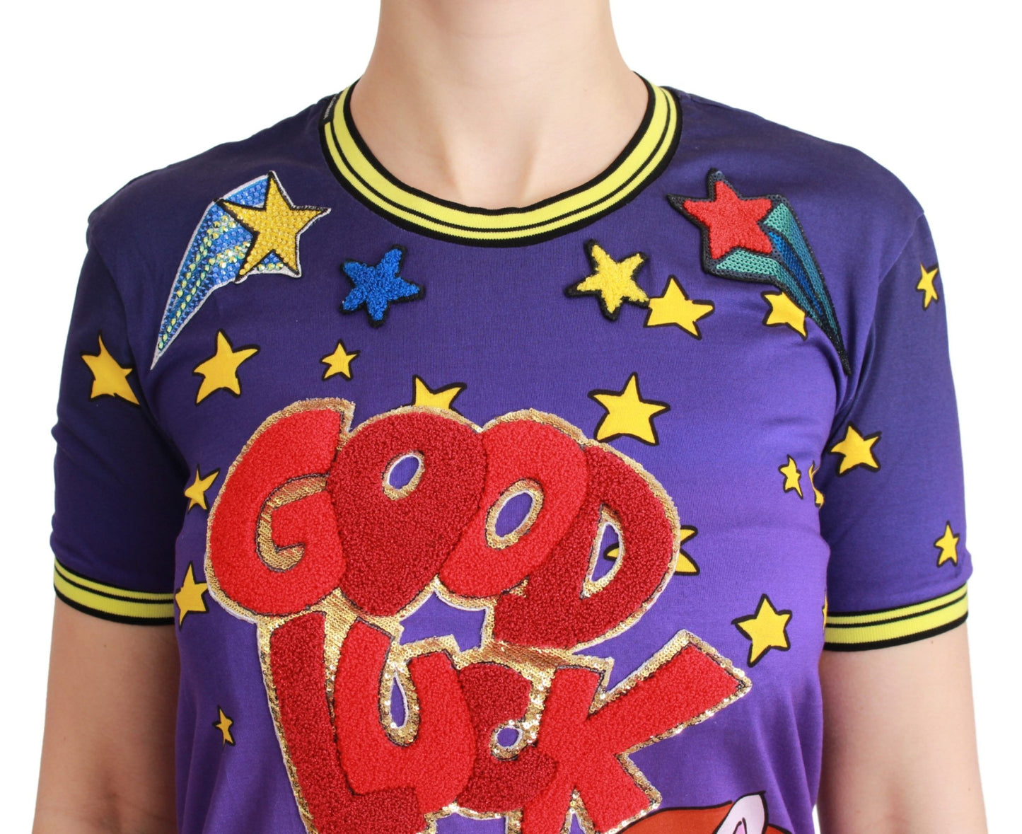 Dolce & Gabbana Purple Year of the Pig Top Cotton 티셔츠