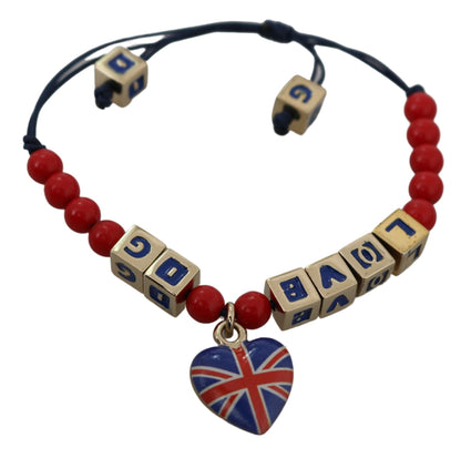 Dolce & Gabbana Red Blue Beded DG Loves London Flag 브랜드 브레이드 브레이드