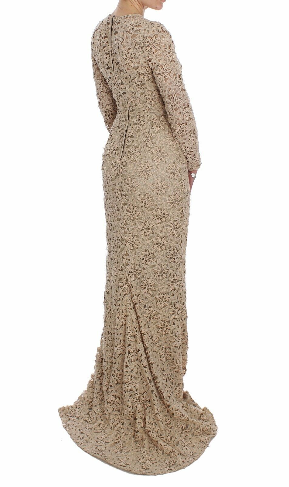 Dolce & Gabbana Beige Floral Lace Sheath Maxi 드레스