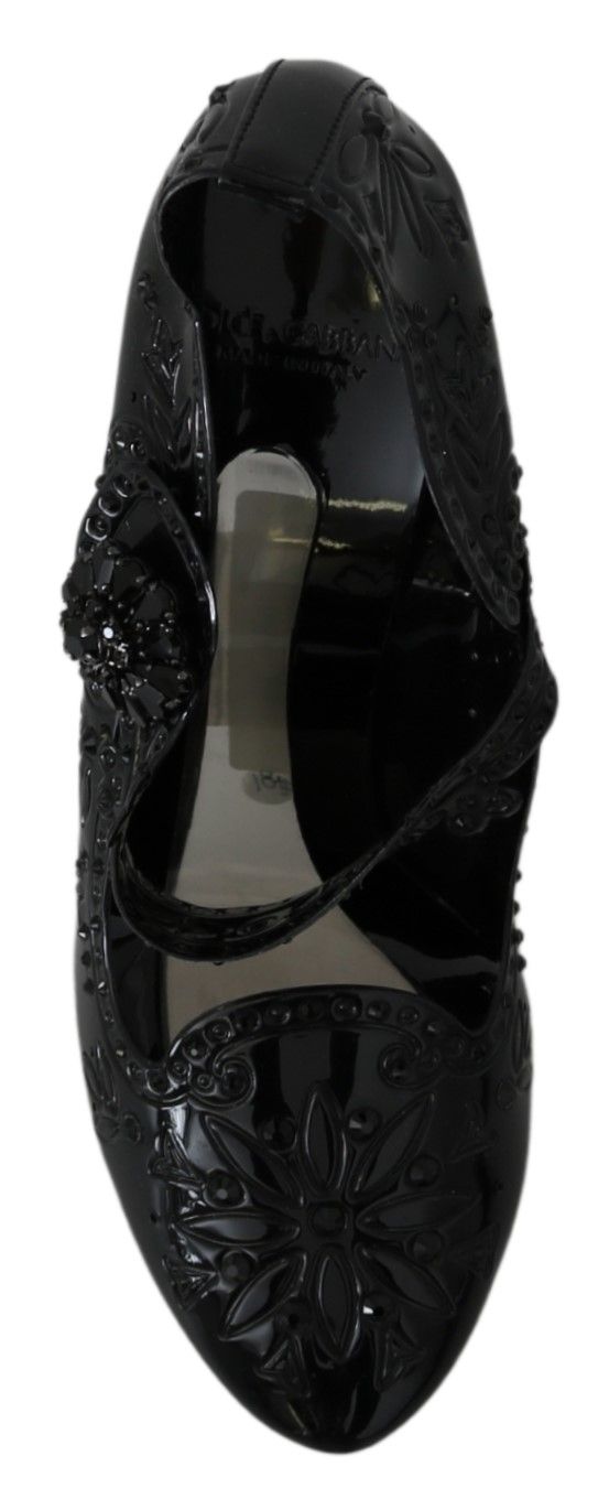 Dolce & Gabbana Black Floral Crystal Cinderella Heels 신발