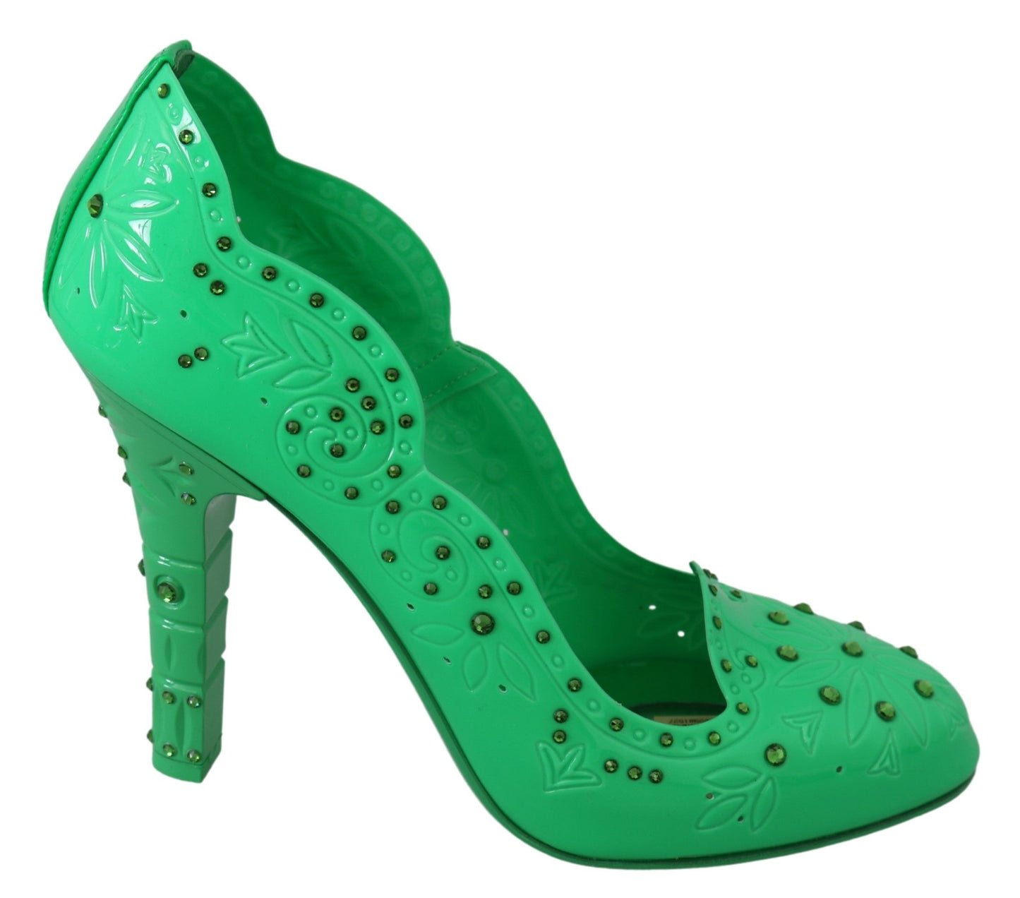 Dolce & Gabbana Green Crystal Floral Cinderella Heels 신발