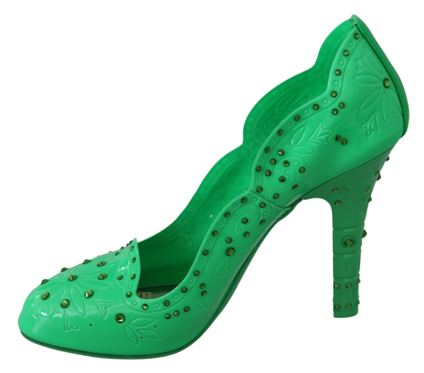 Dolce & Gabbana Green Crystal Floral Cinderella Heels 신발