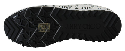 Weiße und schwarze Leder-Monza-Sneaker von Jimmy Choo