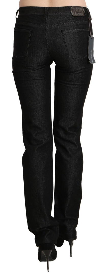 Ermanno Scervino Schwarze Skinny Slim Denim-Hose mit mittlerer Taille