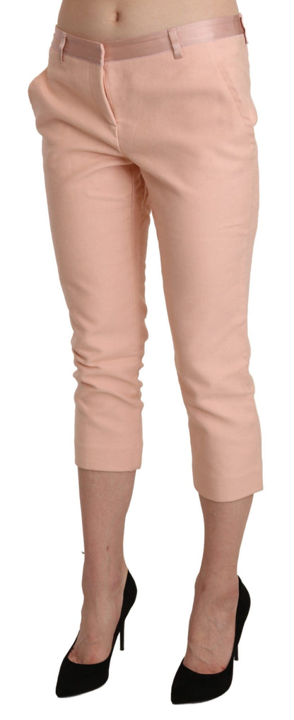 Ermanno Scervino Pinke, schmale, kurze Caprihose mit niedriger Taille