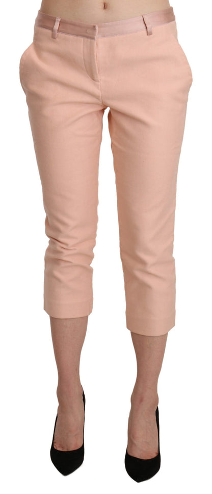 Ermanno Scervino Pinke, schmale, kurze Caprihose mit niedriger Taille